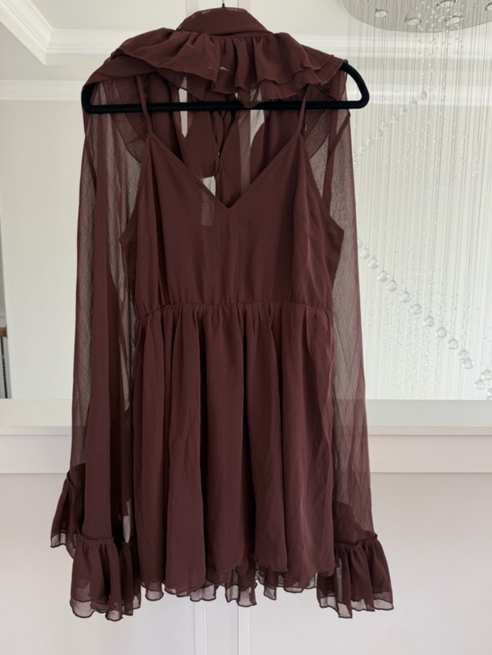 Commense Brown Ruffle Cape Dress - Picture 9 of 9